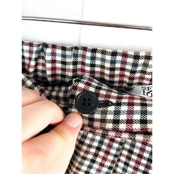 Sfizio Houndstooth Embroidered Eyelet Hem Wide Leg Pants Work Trousers 4 - Picture 8 of 16